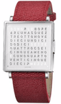 QLOCKTWO Watch W35 Pure White Red Grain Leather D