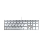 CHERRY KC 6000C FOR MAC, Wired Mac Keyboard (USB-C Port), German Layout (QWERTZ), Whisper-Quiet Keys, Flat Design, Silver/White