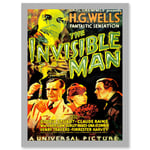 The Invisible Man Hg Wells Classic Horror Sci Fi USA A4 Artwork Framed Wall Art Print