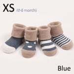 4pairs/set Thick Cotton Socks Soft Warm Baby Kids Children Blue Xs