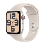 Apple Watch SE GPS + Cellular 44 mm, Stjerneskær aluminium urkasse med, Stjerneskær sportsrem - M/L