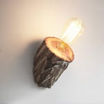 Retro lantlig industriell stil massiv trä vägglampa LED sänglampa E27 vägglampa - Perfet
