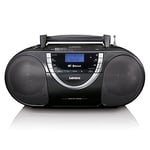 Lenco SCD 6900 Radio Portable Dab+ – Bluetooth – Radio FM – Boombox avec Lecteur CD/MP3 – Lecteur Cassette – Entrée USB – Entrée AUX – Prise Casque 3,5 mm – Noir
