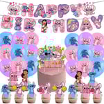 Lilo & Stitch Tema Barnkalas Dekorationer Banner Ballonger Tårta Cupcake Topper Set