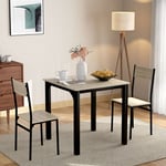 Ensemble table et chaises, table à manger + 2 chaises, structure en métal, convient pour balcon, salle à manger, salon, design industriel rétro