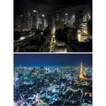 GREAT ART Set of 2 XXL Poster – Manhattan & Tokyo Cities at Night – New York America and Japan Wallpaper Metropolis Big City Skyscrapers Skyline Decoration Photo 55.1 x 39.4 inches