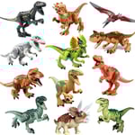 Dinosaurie-byggklossar 12-delars set Mini plast dinosauriefigur leksak byggklossar dinosaurie festgåva set lämplig för 3 4 5 6 7 år gamla pojkar