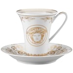 Versace Medusa Gala Kaffekopp med Tallerken, 18 cl Hvit Porselen