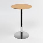 Pyöreä baaripöytä, kiillotettu teräs jalka, kannet useissa väreissä Tammi Ø70 cm