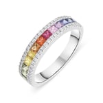 18ct White Gold 1.03ct Rainbow Sapphire Diamond Ring