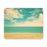 Retro Tropical Beach Summer Ocean on Sunny Day Rectangle Non-Slip Rubber Laptop Mousepad Mouse Pads/Mouse Mats Case Cover with Designs for Office Home Woman Man Employee Boss Work