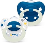 NUK Signature Night Baby Dummy 2pcs/ 6-18 Months / Glow In The Dark Soothers UK