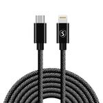 SiGN USB-C til Lightning kabel 20W, 3m - Svart