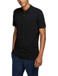 JACK & JONES Men's Polo Tshirt Casual Cotton Collared Neck Short Sleeve Tee Top for Men -Black -XL