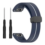 Garmin Fenix 7 Pro etc. 22mm Magnetisk Klokkebånd - Midnight Blue med hvit