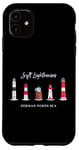 Coque pour iPhone 11 Sylter Phares allemands de la mer du Nord dessin à la main