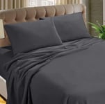 British Home Bedding Luxury Thermal Flannelette Flat Sheets, 100% Brushed Cotton Flat Sheets (Charcoal Grey, Pair of Pillow Cases Only)