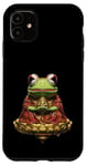 Coque pour iPhone 11 Grenouille méditante amusante, lotus doré, pose de bouddha zen yoga, om