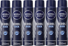 Nivea Men Cool Kick Anti-Perspirant Deodorant Spray, 250ml x 6