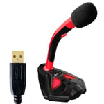 KLIM Voice Microphone à Pied USB pour Ordinateur - Micro de Bureau Professionnel - Microphone de Gamer PC PS4 - Nouvelle Version - Rouge