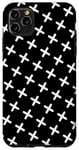 iPhone 11 Pro Max Geometric White Black Swiss Plus Cross Diagonal Pattern Case