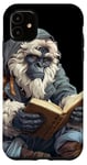 iPhone 11 Cute anime blue bigfoot / yeti reading a library book art Case