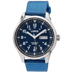 Lorus Men's Automatic Watch with Day/Date, Nylon Strap, Blue Dial RL409BX9