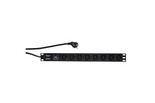 LogiLink PDU8A01 strømforsyningsenhed (PDU) 8 AC stikkontakt(er) 1U Sort