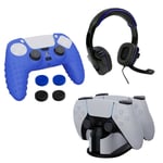 Accessories Pack PS5 for PlayStation 5 Headset Controller Charge Dock Skin Grips