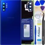 LUVSS Replacement for Samsung Galaxy Note 10+ Plus SM-N975F N976F Back Glass With Camera Glass Lens + Repair Manual DIY Tools Kit (Aura Blue)