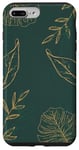 iPhone 7 Plus/8 Plus Leaves Botanical Floral Line Art On Dark Forest Green Case