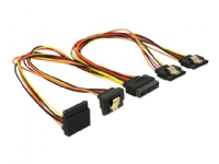 Delock - Strömdelare - SATA-ström (P) spärrad till SATA-ström (R) metallklämma - 3.3 / 5 / 12 V - 30 cm - svart, gul, röd, orange