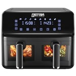 OSTBA Dual Air Fryer, 4+4L Dual Zone Air Fryer with ClearCook, Digital Control Panel, and 8 One-Touch Pre-sets,Sync & Match Cook Function, 1700W Healthy Oil-Free Fryer,Black