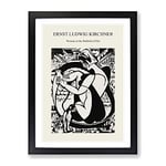 Woman In The Bathtub By Ernst Ludwig Kirchner Exhibition Museum Painting Framed Wall Art Print, Ready to Hang Picture for Living Room Bedroom Home Office Décor, Black A4 (34 x 25 cm)