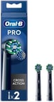 2 Pack Oral B Cross Action Braun Replacement Electric Toothbrush Heads - Black