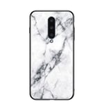 BRAND SET Case for OnePlus 8 Case Marble Tempered Glass All Inclusive Cover Soft Silicone Edge Hard Case Compatible with OnePlus 8-White