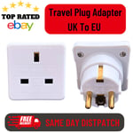 Travel Plug Adapter UK To EU Euro Europe 2 Pin Top Quality Adapter CE Approved*