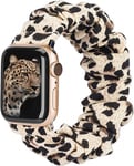 TOYOUTHS Compatible with Apple Watch Band Scrunchies 42mm Cloth Soft Pattern Printed Fabric Bracelet Women Rose Gold IWatch Cute Elastic Scrunchy Bands 44mm Series SE 6 5 4 3 2 1(Leopard S)