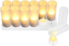 Set de 2 bougies LED effet flamme vacillante avec chandeliers