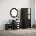 Vida Designs Hulio Trio Bedroom Set Furniture (Bedside Cabinet, Chest Of Drawers, Wardrobe)