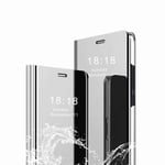 Boleyi Mirror Case for Xiaomi Redmi 9A, Mirror Plating Flip Case With sleep/wake function, Folding Kickstand Stand, Flip Shockproof Case for Xiaomi Redmi 9A -Silver