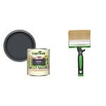 Cuprinol 5316967 Garden Shades Exterior Woodcare, Urban Slate 1 Litre & Fit for The Job 4 inch Large Capacity Shed and Fence Block Brush for Rapid Painting of Sheds & Fence