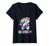 Womens Unicorn Cyclist Bike Bicycle Cycle Racing Cycling Cyclicorn V-Neck T-Shirt