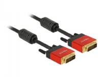 Delock - DVI-kabel - dubbel länk - DVI-D (hane) till DVI-D (hane) - 5 m - tumskruvar, stöd för 4K - svart, röd