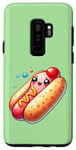 Galaxy S9+ Cute Kawaii Hot Dog with Smiling Face and Bubbles Case