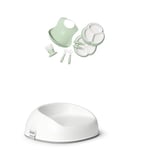 Bundle of BabyBjörn Ensemble repas, 8 pièces, Vert pastel + Rehausseur de Chaise, Blanc