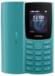 Nokia 105 2G Feature Phone with long-lasting battery, 12 hours of talk-time, wireless FM radio, large display, and tactile keyboard, Dual Sim - Cyan
