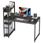 CubiCubi Bureau Gaming Informatique - 120 * 60 * 117cm Bureau Gamer Stable Barre Triangle avec 3 Etagères Rangements Gauche ou Droite pour Travailler, Etudier, Jouer, Chambre Style Industriel Noir