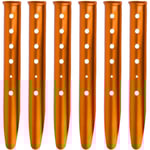 6 st Tältpinnar Metall Heavy Duty Sandpinnar Snötältpinnar U-formade Campingpinnar Aluminium Markpinnar Tältnaglar för Camping Picknick Strand Orange