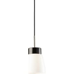 Pendellampa Klara svart, med svart kabel blank opal E27